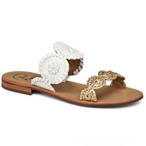 Jack Rogers Womens sandals, size 6, white and gold